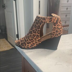 Leopard Print Wedge Sandals